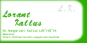 lorant kallus business card